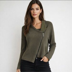 Lotus Eaters NWT Asymmetric Zip-Up Cardigan Lightweight Jacket Green Size S
